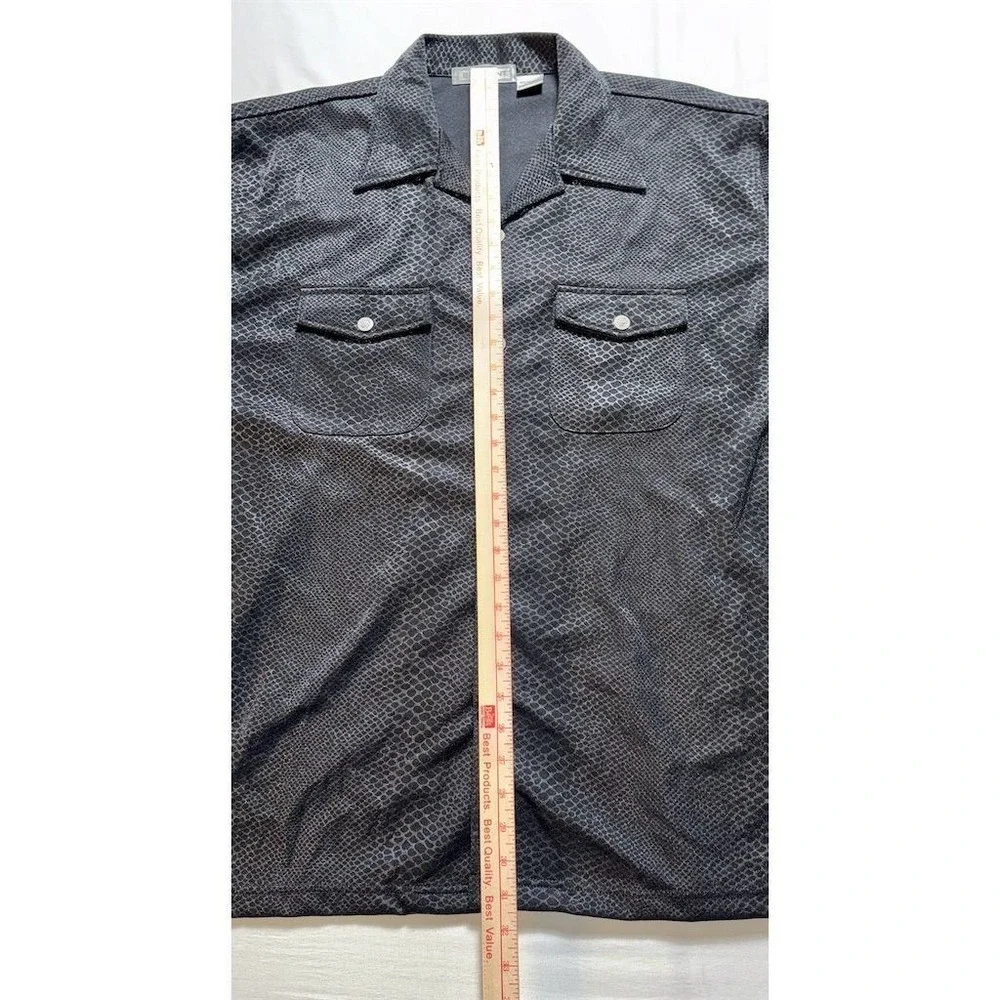 Beaugent Men's Black‎ Textured Long Sleeve Button-Down Shirt Size L luxury snake